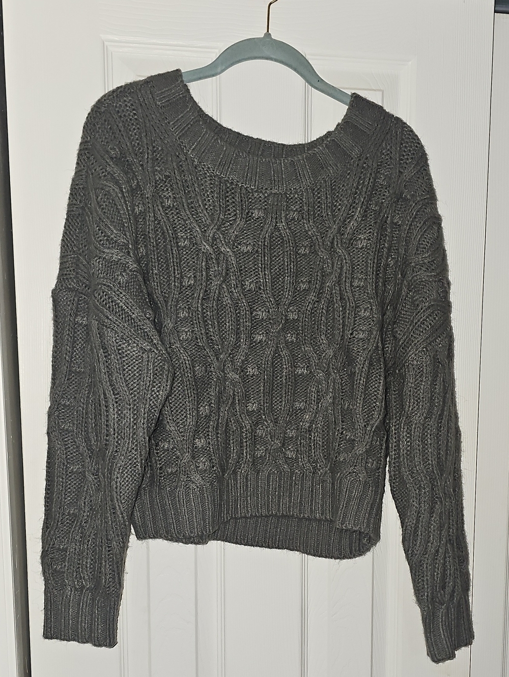 Lou & Grey Charcoal Cable Crewneck Sweater